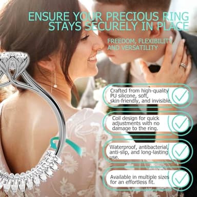 Ring Size Adjuster for Loose Rings,12 Pack-6 Sizes Ring Guards Fitter Resizer,Invisible Coil Wrap Ring Tightener for Women & Men, Spacers Inserts Make Rings Smaller Without Resizing (Clear) - Image 2