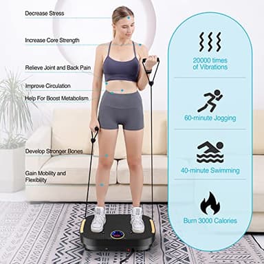 AXV Vibration Plate Exercise Machine Whole Body Workout Vibrate Fitness Platform Lymphatic Drainage Machine for Weight Loss Shaping Toning Wellness Home Gyms Workout - Image 7