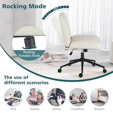 OLIXIS Criss Cross Legged Chairs with Wheels Armless Swivel Wide Seat Height Adjustable Padded PU Leather Home Office Desk Seating for Bedroom, Student, Study Room - Image 6