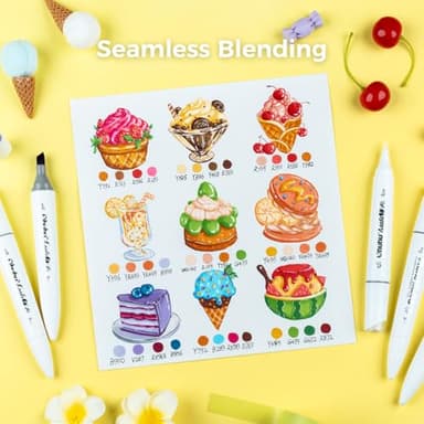 Ohuhu Alcohol Markers: Mini Brush & Slim Broad 60 Illustration Colors Dual Tip Brush Tip Alcohol-based Art Marker for Artists Adults Coloring Illustration- Refillable - Kaala B Series of Ohuhu Markers - Image 2