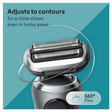 Braun Electric Shaver for Men, Series 7 7177cc, Wet & Dry Shave, Turbo & Gentle Shaving Modes, Waterproof Foil Shaver, Space Grey - Image 4
