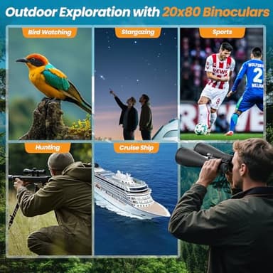 20x80 Binoculars for Adults High Powered - Aurosports 80mm Large Aperture Binocular with Clear Low Light Vision - Long Range Binoculars for Bird Watching Stargazing Hunting Outdoor - Image 8