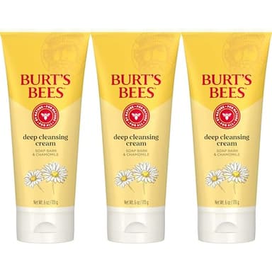 Burt's Bees Face Wash, Deep Facial Cleansing Cream, College Back to School Dorm Essentials, All Natural Cleanser with Chamomile, 6 Ounce (Pack of 3) (Packaging May Vary) - Image 1