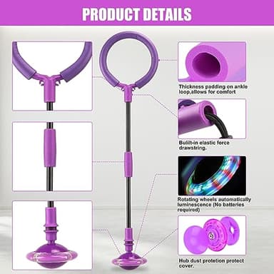 Chridark Ankle Skip Ball for Kids - Foldable Flash Wheel Skip Ball, Outside Game Toys for Kids & Adults, Gift for Boys & Girls Age 5 6 7 8 9 10 Years Old, Purple - Image 4