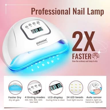 JODSONE Gel Nail Polish Kit with U V Light 32 Colors Gel Polish Nail + 4 Functional Adhesive Bottles Kit Soak Off Manicure Tools Gifts for Women - Image 5