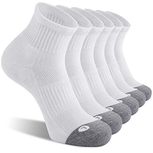 FITRELL 6 Pack Men's Athletic Ankle Socks Cushioned Sports Running Socks, Shoe Size 9-12, White - Image 1
