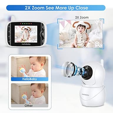 HelloBaby Monitor with Camera and Audio, IPS Screen LCD Display Video Baby Monitor No WiFi Infrared Night Vision, Temprature Screen Lullaby, Two Way Audio and VOX Mode (HB66pro) - Image 3