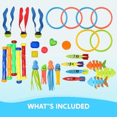JOYIN 30 Pcs Diving Pool Toys for Kids Ages 3-12 Jumbo Set with Storage Bag Pool Games Summer Swim Water FishToys - Image 2