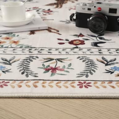 Rugcomf Runner Rug for Kitchen Rug Non Slip 2'x6' Washable Rugs with Rubber Backing Soft Floral Animal Carpet Runner for Kitchen, Laundry, Bedroom, Bathroom (Beige) - Image 7