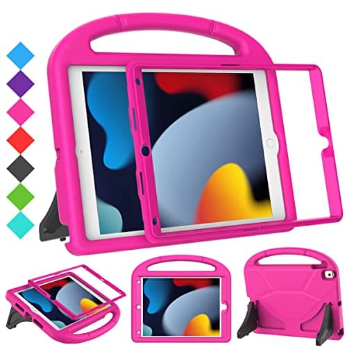 SUPLIK Kids Case for iPad 9th/8th/7th Generation - iPad 10.2 inch 2021/2020/2019 Case with Built-in Screen Protector, Durable Shockproof Handle Stand Kids Cover for Apple iPad 7/8/9 Gen, Pink - Image 1