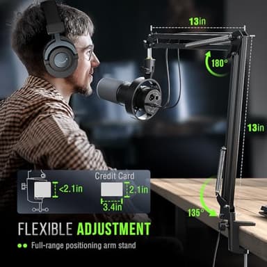 FIFINE K688 Podcast Microphone Kit, USB/XLR Dynamic Microphone with Boom Arm for PC/XLR Mixer, Gaming Mic with Mute Button, Headphone Jack for Vocal, Voice-Over, Streaming, Music Recording -K688CT - Image 8