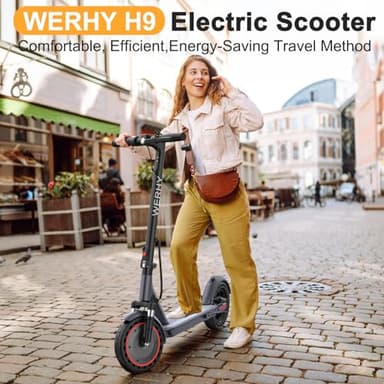 WERHY Electric Scooter, 10" Tire, Powerful 500W Motor, Top Speed 22 MPH, 28 Miles Max Range, Folding Escooter for Adults & Teens with Dual Braking - Image 2