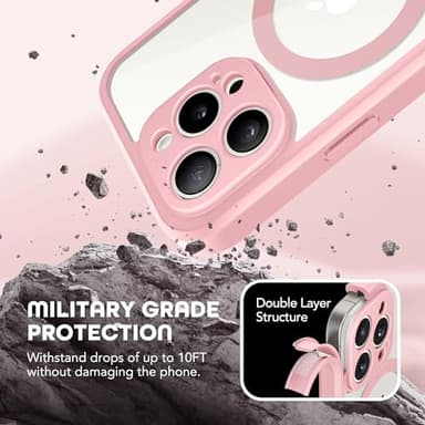 TIESZEN for iPhone 15 Pro Max Case, Compatible with MagSafe, Built-in Privacy Screen Protector and Camera Protection, Anti Spy Full Body Dustproof Shockproof Hard Phone Case 6.7", Pink - Image 7