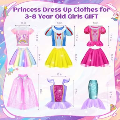 Tlooe Princess Dress Up for Girls - Dress up Clothes for Toddler Girl,Role Play Costume Princess Toys Christmas Birthday Gifts for Age 3-8 Year Old - Image 6