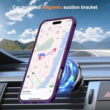 SKYLMW Compatible with iPhone 16 Pro Case with Invisible Magnetic O-Ring Stand Military-Grade Translucent Case for iPhone 16 Pro 6.3" [Compatible with Mag-Safe][Great Grip Feeling], Purple - Image 4