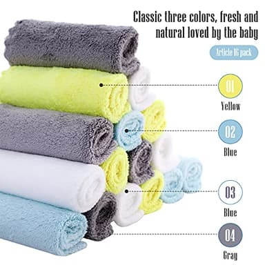 Cute Castle Ultra-Soft Baby Washcloths, 16 Pack - 9" by 9", Gentle on Sensitive Skin for Face and Body, Plush, Super Absorbent Wash Clothes for Girls and Boys - Image 3