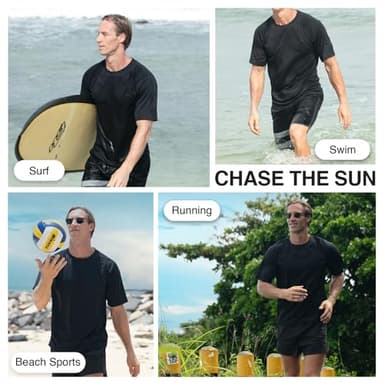 Kanu Surf Men's Swim Shirt with Short Sleeves – UPF 50+ Rash Guard Quick-Dry Fabric, Black, 4X - Image 5