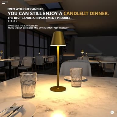 Timjorman LED CordlessTable Lamp,4000mAh Rechargeable Battery Desk lamp,3 Level Brightness Portable Night Light, Minimalist Design, for Couple Dinner/Coffee Table/Restaurant/Bedroom(Bronze) - Image 9