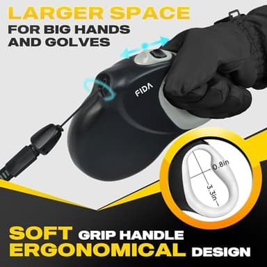 Fida Upgraded Retractable Dog Leash 30ft, Heavy Duty Pet Walking Leash for Medium/Large Breed up to 110 lbs, 360° Tangle-Free Long Retract Dog Lead, Soft Grip, One-Hand Brake, Black - Image 6