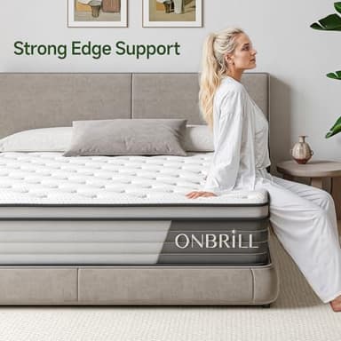 ONBRILL Hybrid Mattress, Queen Size Mattress in a Box with Gel Memory Foam and Individually Pocket Coils Springs, CertiPUR-US Certified, Motion Isolation, Fiberglass Free, Pressure Relieving - Image 6