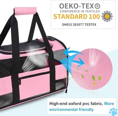 Simpelg Cat Carrier, Dog Carrier, Pet Carrier for Small Dogs Medium Cats Puppies Under 15 Lbs, TSA Airline Approved Carrier Soft Sided Dog Travel Carriers, Cat Carriers with Reflective Strip - Pink - Image 3