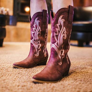 HISEA Rollda Cowboy Boots for Women, Cowgirl Boots, Comfortable Western Boots with Pointed Toe Stitched Embroidery for Country Concert Dancing Wedding Traveling Daily Outfits - Image 7