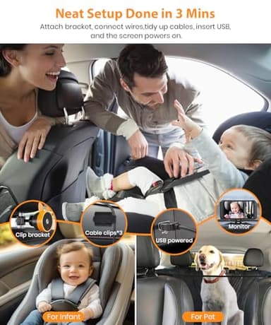 Babyvue USB Baby Car Camera Plug-Play, 4.5" 1080P Easy Setup Backseat Camera with Flexible 360 Rotation, Clear Picture Rear Facing Car Seat Baby Monitor - Image 2