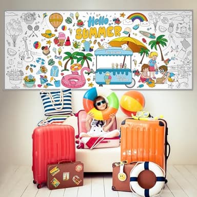 OHOME Summer Giant Coloring Poster/Tablecloth - Summer Decorations - 30 x 72 Inches Jumbo Paper Coloring Banner - Kids Crafts Gifts Toys Games Ice Cream Party Decorations - Arts Crafts Supplies - Image 6
