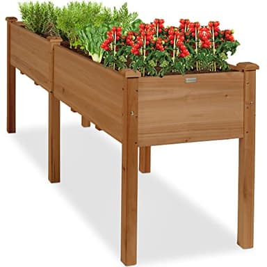 Best Choice Products 72x24x30in Raised Garden Bed, Elevated Wood Planter Box Stand for Backyard, Patio, Balcony w/Divider Panel, 6 Legs, 300lb Capacity - Acorn Brown - Image 1