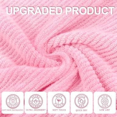Pink Towels - 100% Cotton, Soft, Quick Dry, Lightweight, Towel Set of 6, 2 Large Bath 30" x 56", 2 Hand 18" x 28", 2 Washcloths 13" x 13", Pink Towels Bathroom Sets, Luxury Towel Gift Set - Image 2