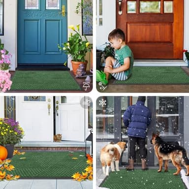 Smiry Front Door Mat Outside Entrance, Heavy Duty Sturdy Natural Rubber Doormat, Trap Dirt and Moisture, Easy Clean Low Profile Welcome Floor Mats for Indoor Outdoor Entry, 47x32 Inch, Green - Image 7