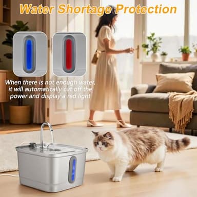 SEIRMEP Stainless Steel Cat Water Fountain, 101oz/3L Automatic Pet Water Fountain, Dog Water Fountain with Replacement Filters for Cats, Small Dogs (8 Filters and 8 Sponges) - Image 5