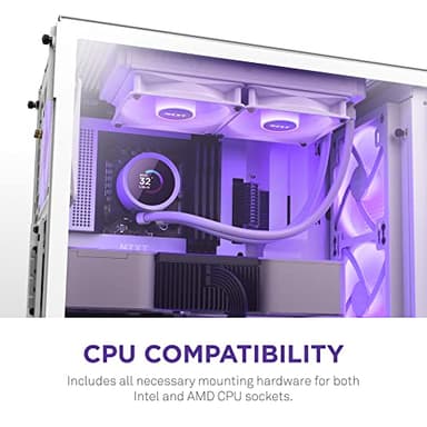 NZXT Kraken 240 RGB - 240mm AIO CPU Liquid Cooler - RL-KR240-W1 - Customizable 1.54" Square LCD Display for Images, Performance Metrics - High-Performance Pump - White - Image 9