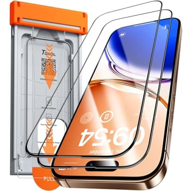 TOCOL for iPhone 16 Pro Screen Protector Zero Bubble Auto-Dust Removal 9H+ Hardness Tempered Glass for Full Coverage Easy Installation 6.3-Inch 2 Pack - Image 1