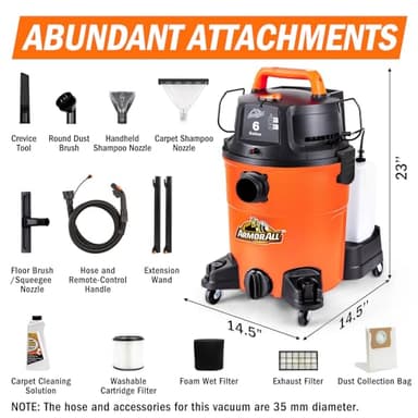 Armor All 6-Gallon* 5.5 Peak HP† 3-in-1 Wet/Dry/Upholstery Shampoo Vacuum Cleaner – VK609PFR 0901 - Image 3