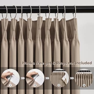 KEQIAOSUOCAI Pinch Pleated Window Curtain Panels 92 Inches Long Light Blocking Solid Custom Made Pleated Curtains Hooks Track Privacy Memory Shape Drape for Living Room,Khaki,40x92, Set of 2 - Image 2