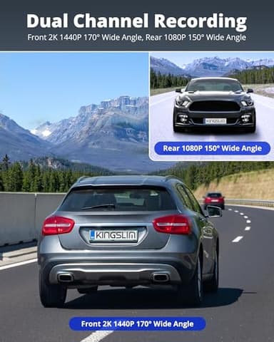 Kingslim Dash Cam Front and Rear 2K+1080P, Mini WiFi Dash Camera for Cars Dual Dashcam Parking Monitor, Loop Recording, Car Camera Support Max 256GB (E2PRO) - Image 3