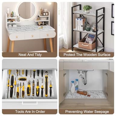 OcePor Non-Adhesive Drawer and Shelf Liner 12IN x 20FT，Non Slip Cabinet and Cupboard Liner, Kitchen Cabinet Liners for Shelves, Waterproof Drawer Shelf Liners for Cabinets/Bathroom Cupboard, Marble - Image 7