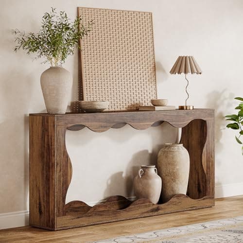 Tribesigns 63 Inches Farmhouse Console Table with Storage, Couch Table Behind Sofa, Long Entryway Sofa Station, Narrow Console Stand, Hallway Stand for Entryway Living Room, Brown - Image 1