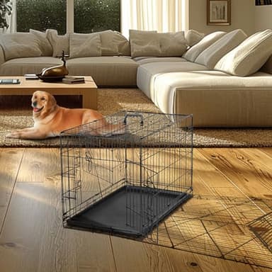 DUMOS 24-Inch Dog Crate, Small Double-Door Folding Metal Kennel with Divider Panel and Leak-Proof Pan, Portable Dog Cage for Indoor, Outdoor, and Travel - Image 7