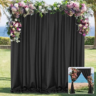 Black Backdrop Curtain for Party, Background Drapes Panels with Rod Pocket, Wrinkle Free Black Photo Curtains Backdrop Drapes Fabric Decoration for Wedding, Birthday Party Decor 5ft x 10ft, 2 Panels - Image 1