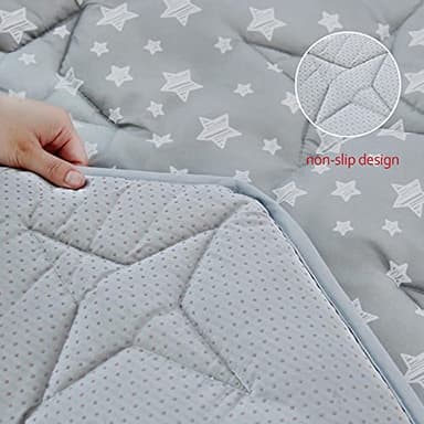 Octagon Playpen Mat Grey, Non Slip 8 Panel Playpen Mattress Mat Fits Regalo Extra Large Play Yard and hiccapop XL 69" Baby Playpen, Grey Star Octagon Playard Pad - Image 4