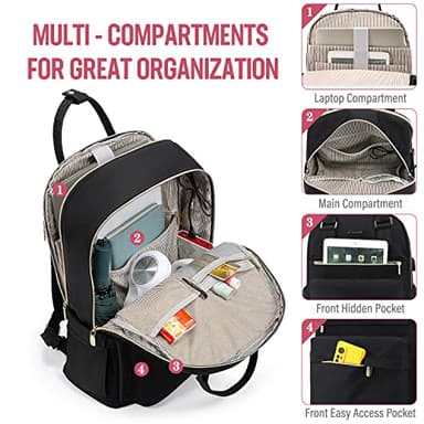 LOVEVOOK Laptop Backpack for Women, 17.3 Inch Laptop Bag with USB Port Fashion Waterproof Backpacks Teacher Nurse Stylish Travel Bags Vintage Daypacks Bookbag for College School Work - Image 2