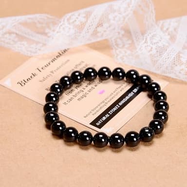 AD Beads Handmade Gemstone Stretch Elastic Bracelet Crystal Healing Reiki Nature's Beauty and Spiritual Essence Unisex (4mm, Black Tourmaline (Best protection)) - Image 3