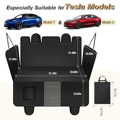 Dog Car Seat Cover for Back Seat, Hard Bottom Back Seat for Tesla Model 3 Model Y, Supports 200lbs, 100% Waterproof Back Seat Pet Cover - Image 6