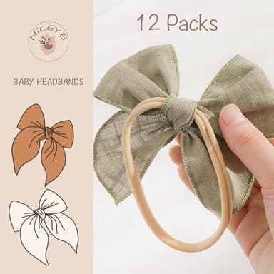 Niceye Baby Girl Bows and Headbands, Stretchy Nylon Hairbands Hair Bows for Newborns, Infants, Toddlers - Handmade Baby Hair Accessories for Girls - Image 2