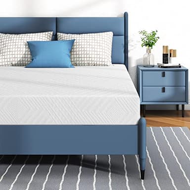 IULULU Full Mattress, 8 inch Memory Foam Mattress in a Box Full Size Green Tea Gel Infused, Medium Firm, CertiPUR-US Certified, Made in USA, White - Image 1