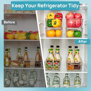 Vtopmart 8pcs Clear Organizers and Storage Bins with Lids, Stackable Plastic Storage Containers with Handles for Fridge, Freezer, Pantry, Cabinet, Kitchen Organization - Image 4