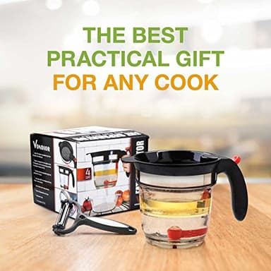 Fat Separator With Bottom Release, 4 Cup Gravy Separator for Cooking with Oil Strainer, Kitchen Gadgets Grease Separator Packaged with a 3-in-1 Multifunctional Peeler (Red) - Image 9