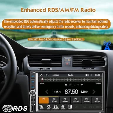 [Ready for IOS26] 7" Wireless Apple CarPlay & Android Auto Double Din Car Stereo - 240W High-Power Sound, Touchscreen Bluetooth Receiver with USB-C/AUX/TF Ports, RDS/FM/AM Radio, MirrorLink HD Display - Image 7